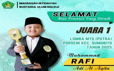 SISWA/I MI BUSTANUL ULUM NGLELE MERAIH JUARA PADA BERBAGAI CABANG LOMBA DALAM AJANG SELEKSI PORSENI SE-KECAMATAN SUMOBITO