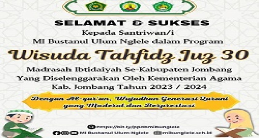 SISWA MI BUSTANUL ULUM NGLELE MENJADI BAGIAN DARI 2.398 SISWA MI SE-JOMBANG YANG DI WISUDA OLEH KEMENAG JOMBANG